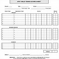 Blank School Table Tennis Score Sheet