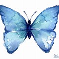 Blue Watercolor Butterfly No Background