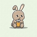 Bunny Drinking Juice Drawing