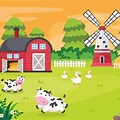 Cute Farm Animals Cartoon Wallpaper