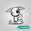 Evil Bunny Cartoon Stickers