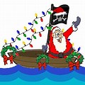 Santa On a Boat Clip Art