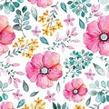 Watercolor Easter Floral Pattern Background