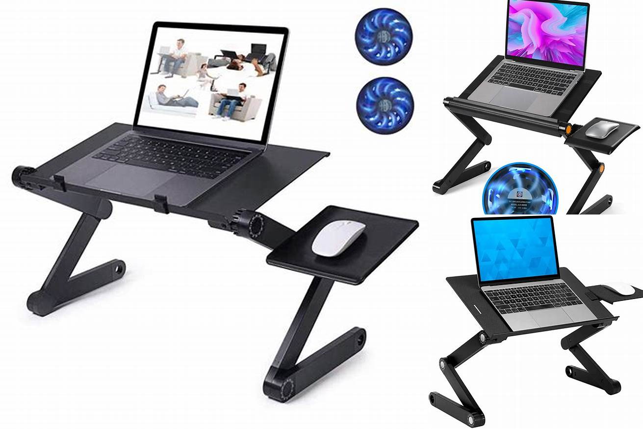 5. Meja Laptop Adjustable Standing Laptop Stand with Cooling Fan