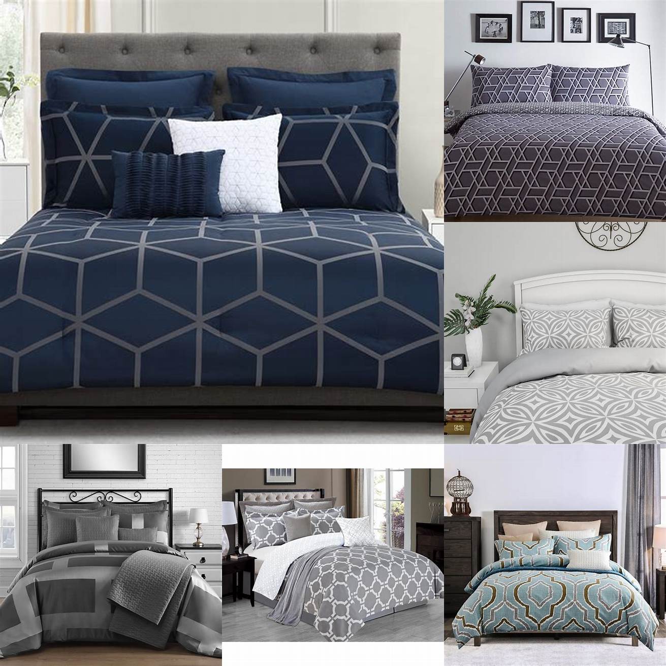 2 A modern Queen Bed Set with bold geometric patterns