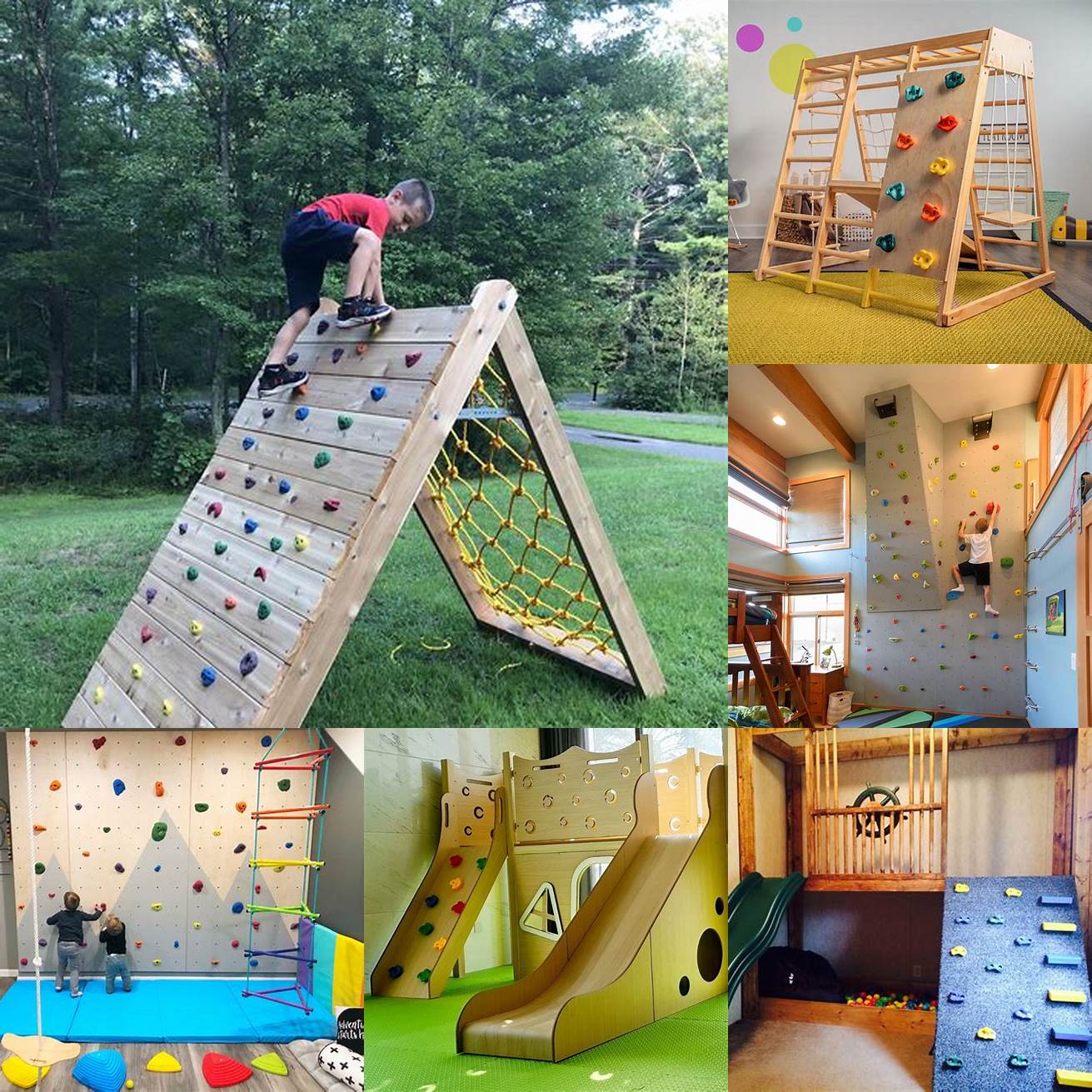3 Indoor Playground with Slide and Climbing Wall