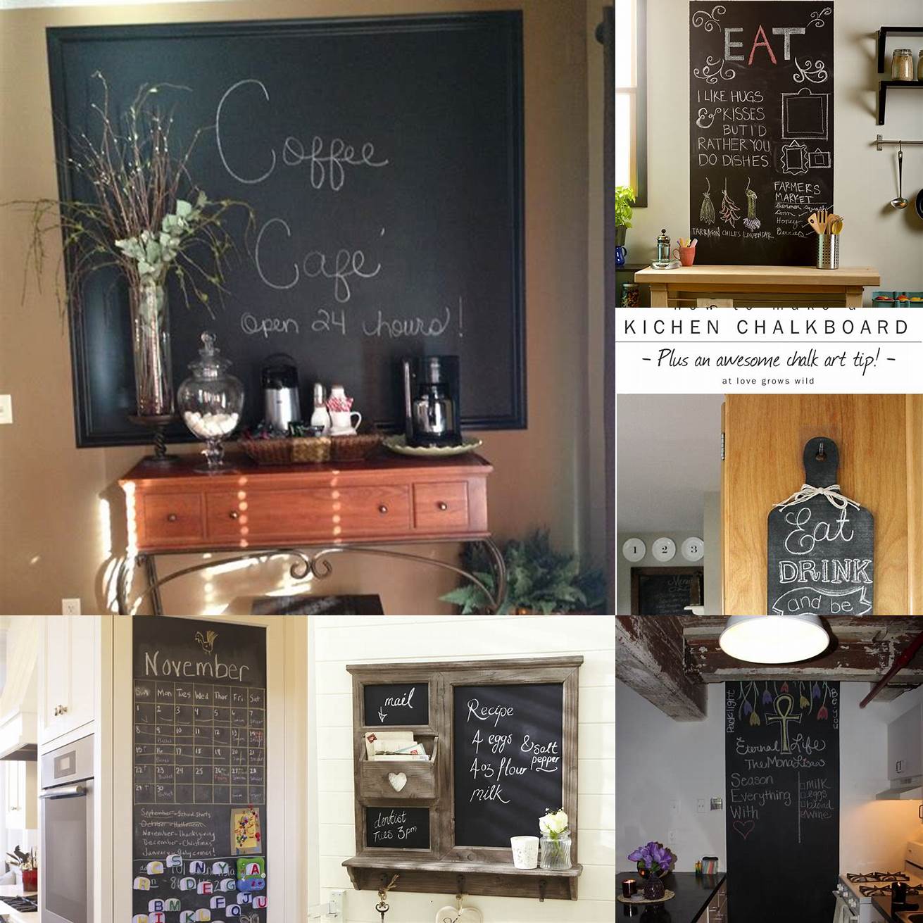 4 Communication The kitchen chalkboard can also be used for leaving messages and notes for family members Whether its a reminder to take out the trash or a love note for your spouse the chalkboard is a great way to communicate with your family
