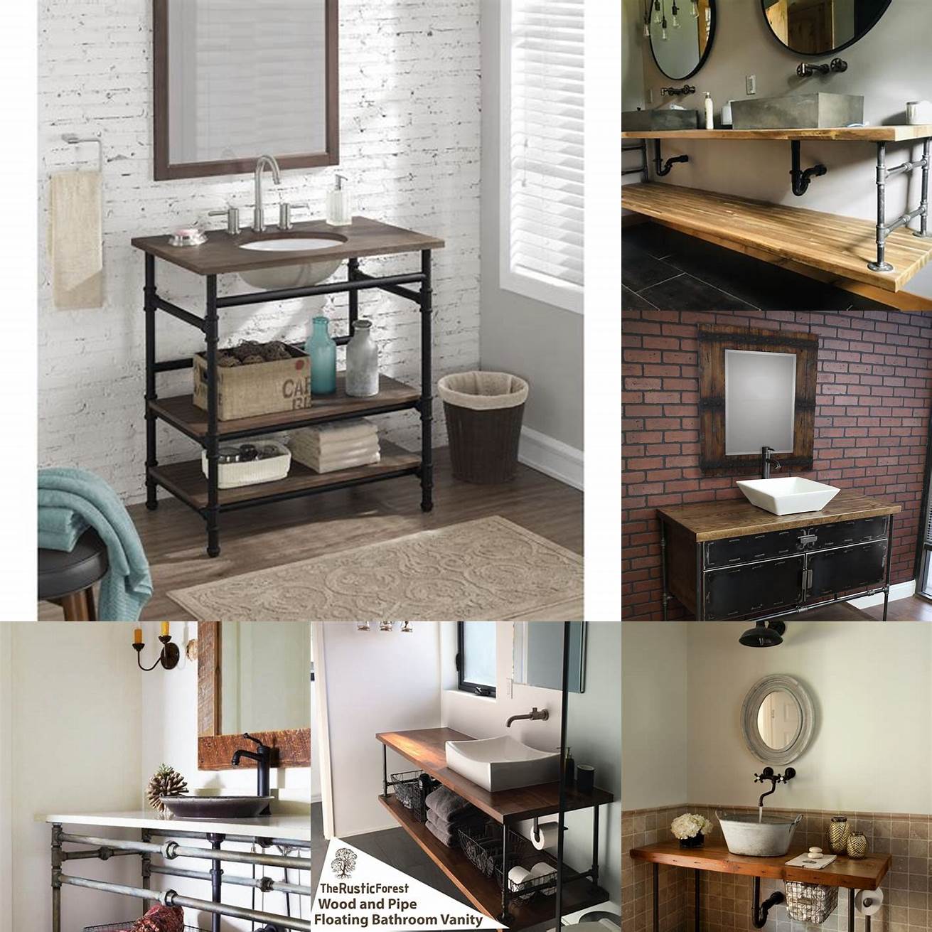 4 Industrial-style metal vanity with exposed pipes