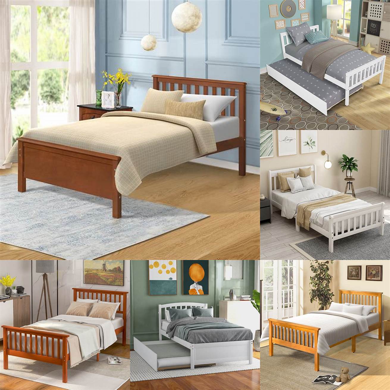 A Wood Twin Bed Frame with a headboard