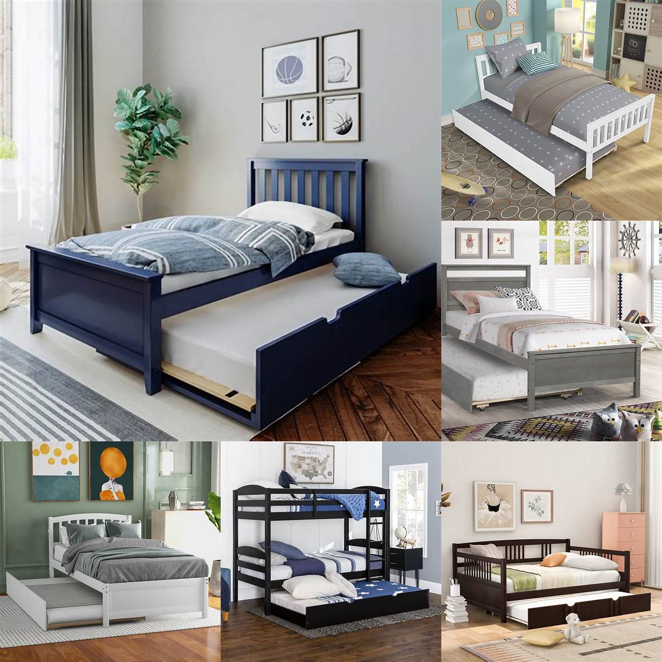A Wood Twin Bed Frame with a trundle bed