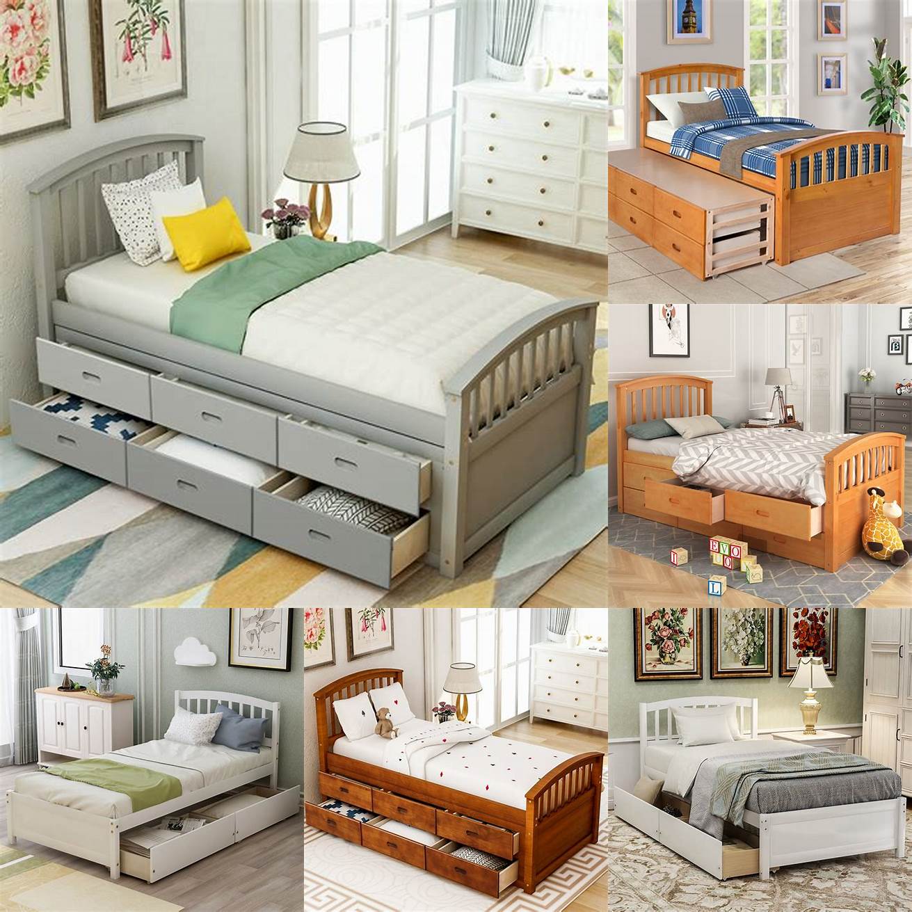 A Wood Twin Bed Frame with storage