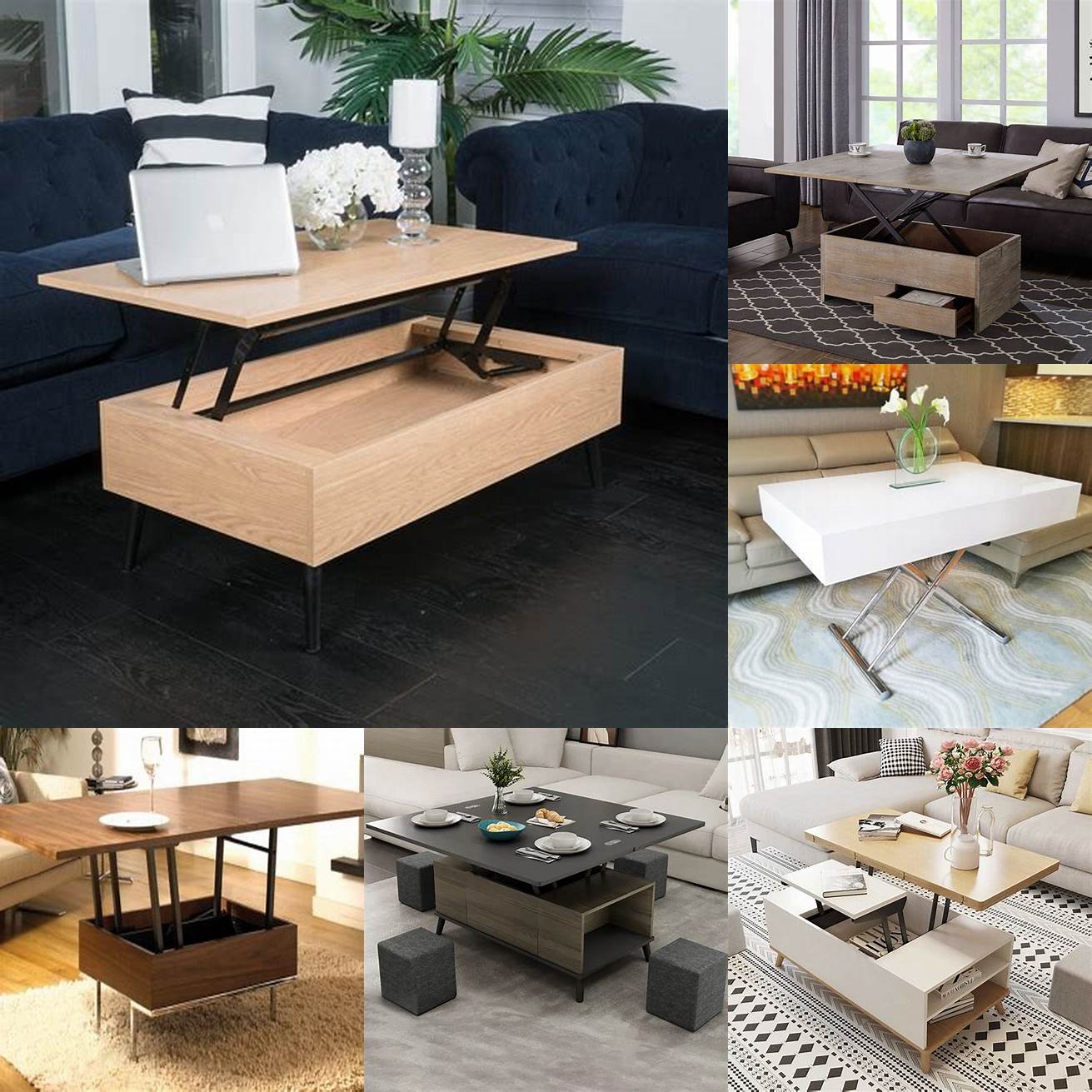 A convertible dining table can be transformed into a coffee table or a work desk It is ideal for small spaces that need to serve multiple purposes