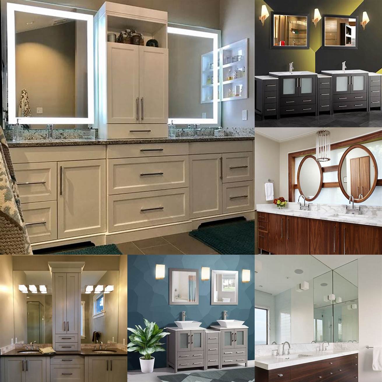A double bathroom vanity mirror cabinet can provide ample storage space and accommodate two people at once