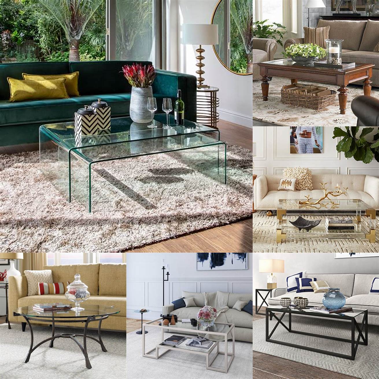 A glass coffee table adds a touch of elegance to your living room