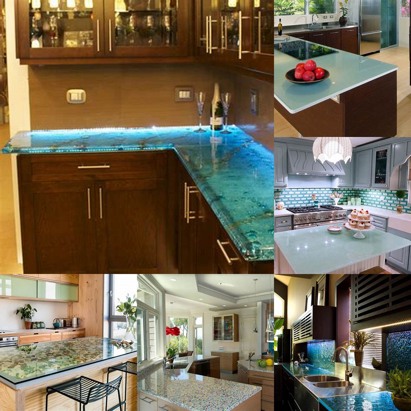 A glass countertop adds a touch of luxury and reflects light making the room feel brighter and more spacious