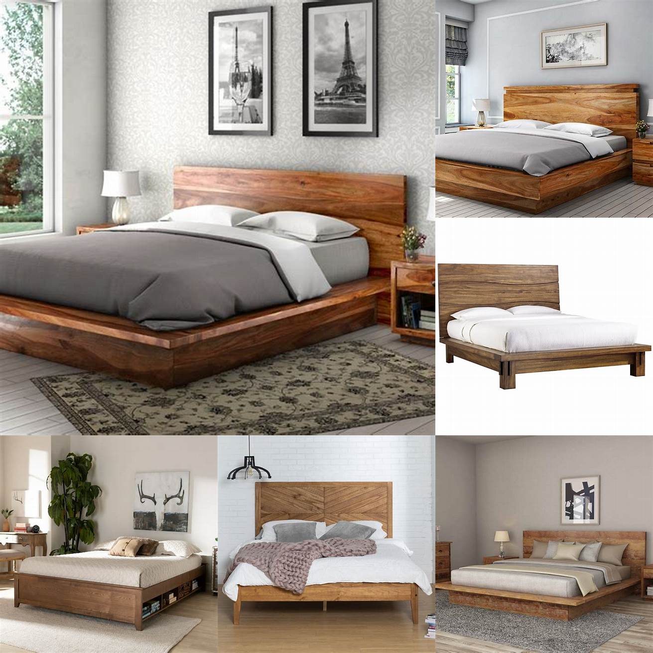 A king size platform bed frame made of solid wood