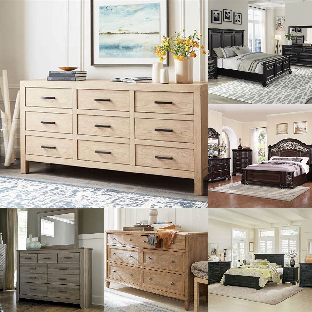 A large bedroom dresser set designed for spacious bedrooms with ample storage space