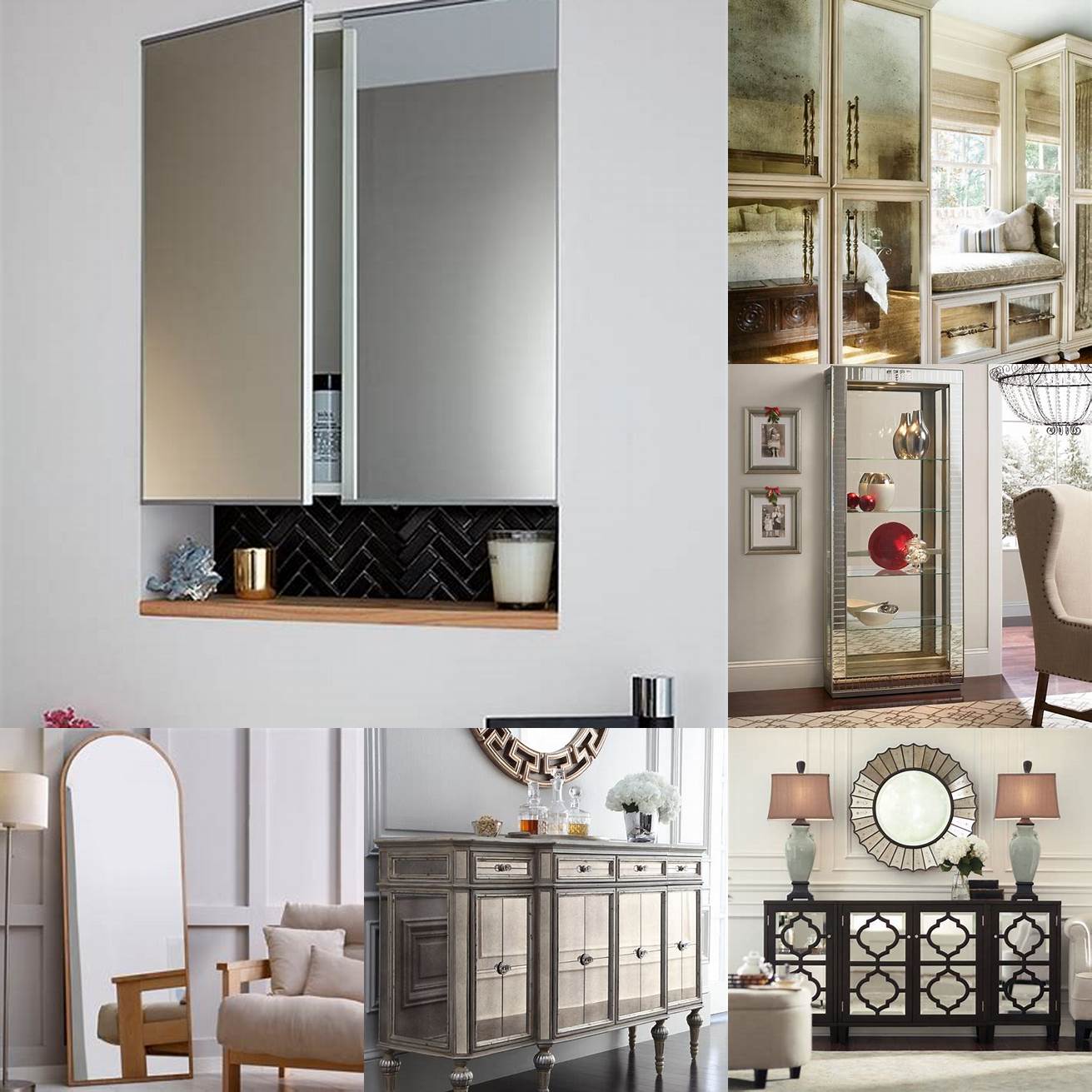 A mirrored cabinet adds functionality and reflects light making the room feel brighter and more spacious
