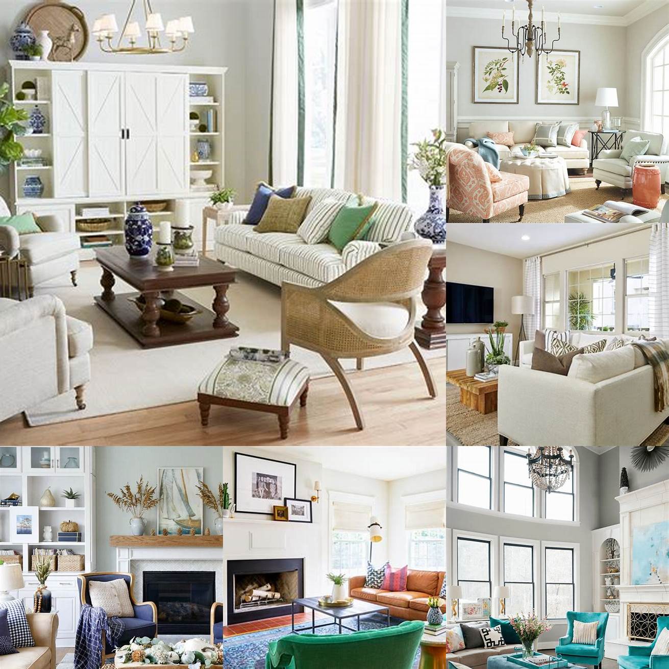 A neutral color palette with pops of greenery