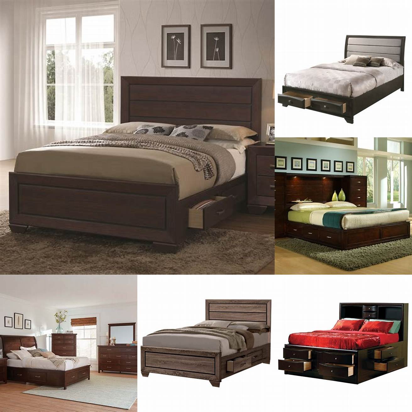 A practical Storage Eastern King Bed with built-in drawers