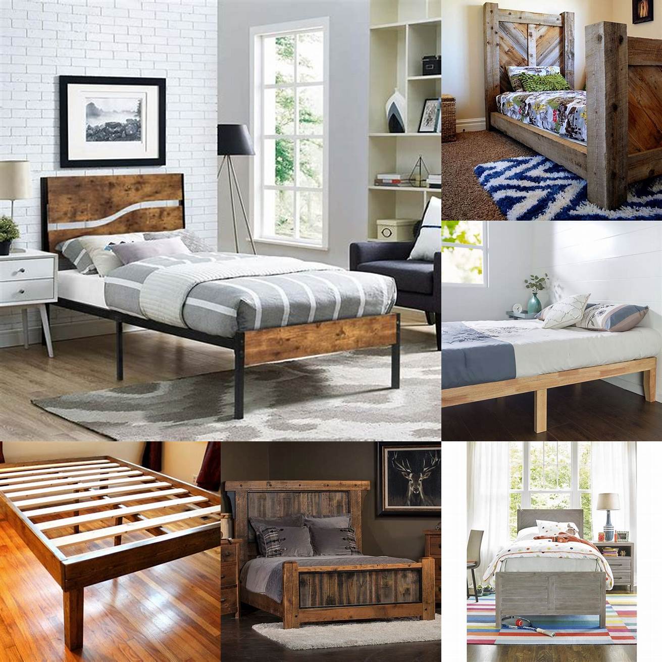 A rustic Wood Twin Bed Frame
