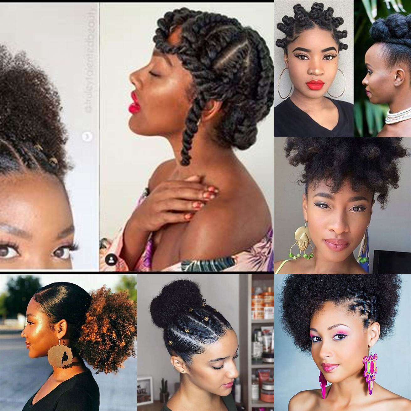 Afro puff cette coiffure consiste à rassembler les cheveux afro naturels en un chignon haut sur la tête Lafro puff peut être réalisé avec ou sans accessoires et peut être agrémenté de mèches de couleurs pour un effet plus original