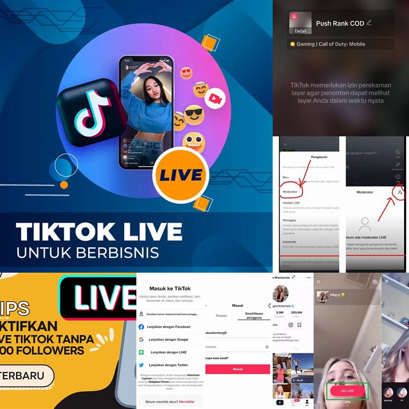 Aktifkan fitur live streaming di akun TikTok Anda