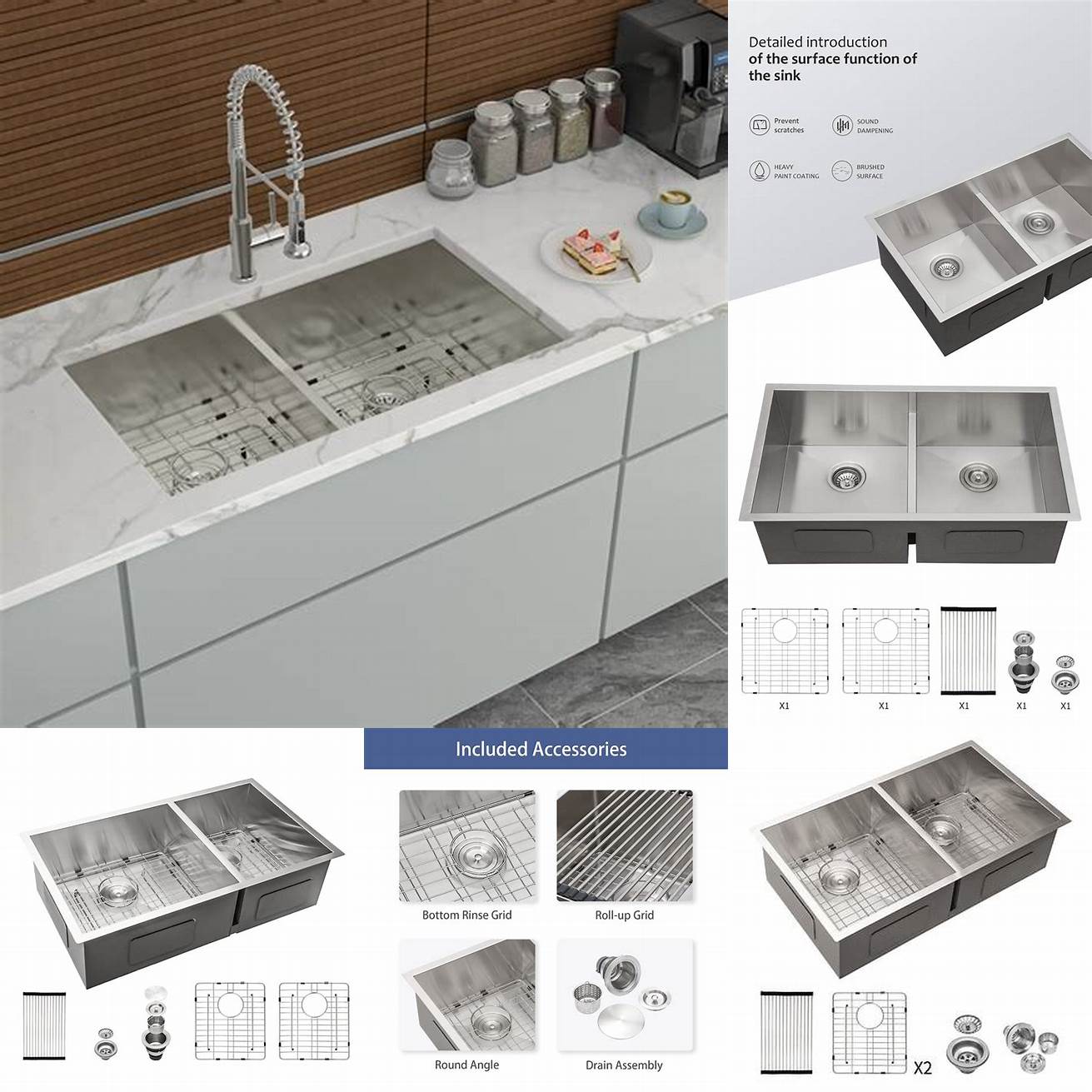 An undermount sink with a drying rack