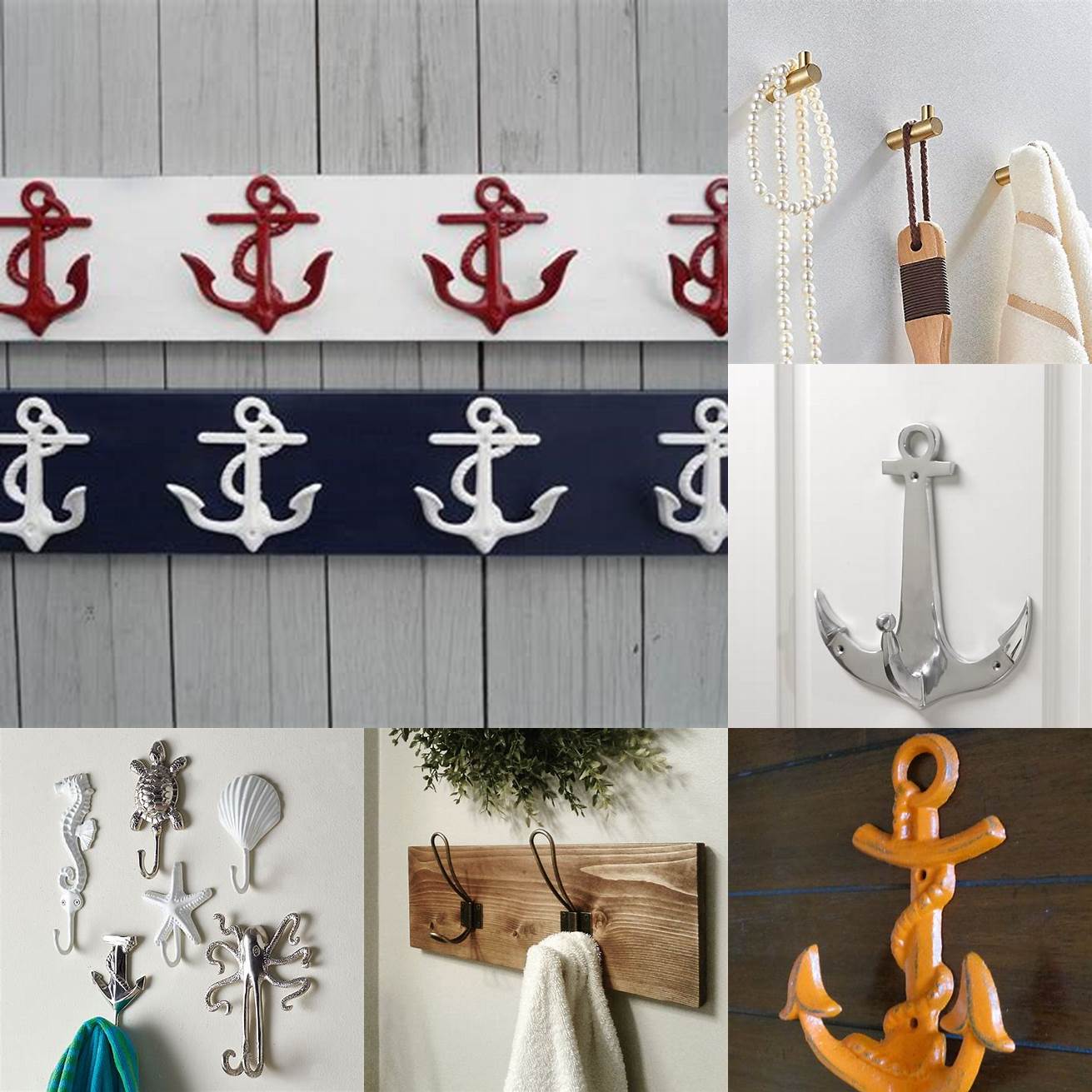 Anchor-shaped towel hooks