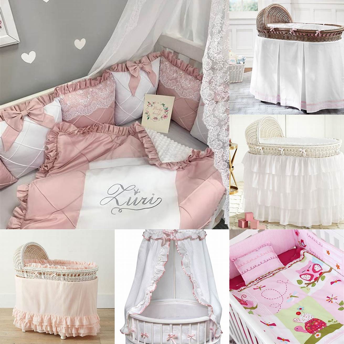 Bassinet Bedding Set with Embroidery
