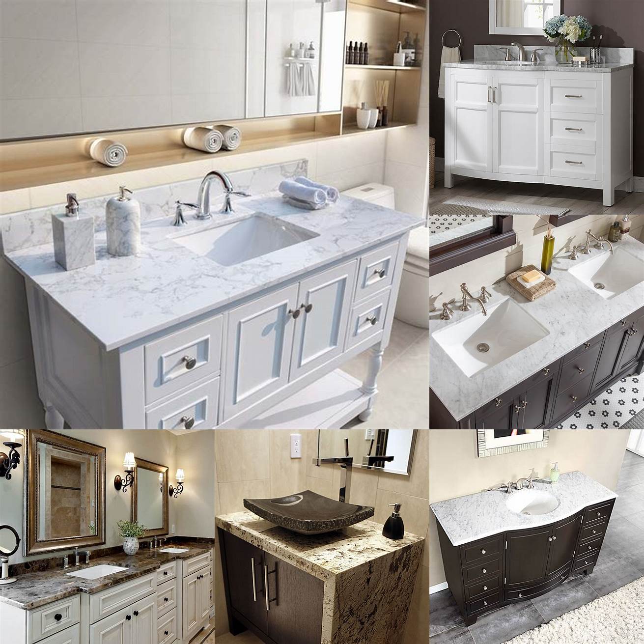 Bathroom vanity with marble countertop