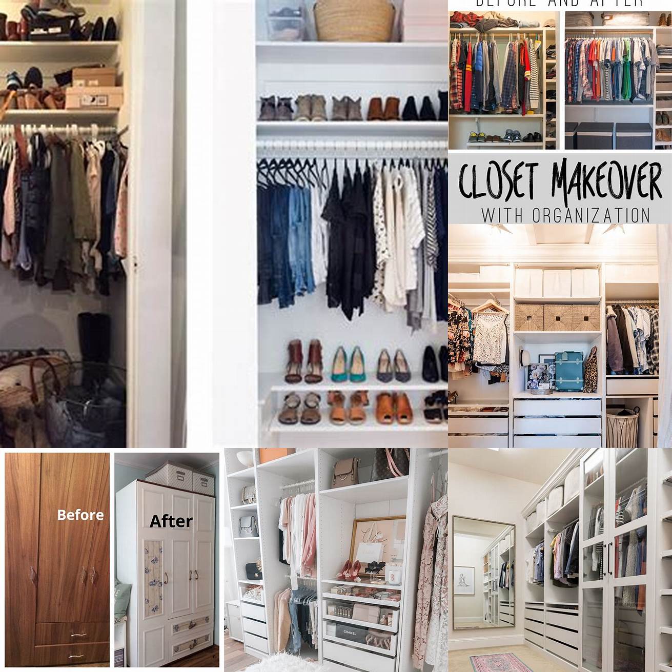 Before-and-after photos of a wardrobe makeover