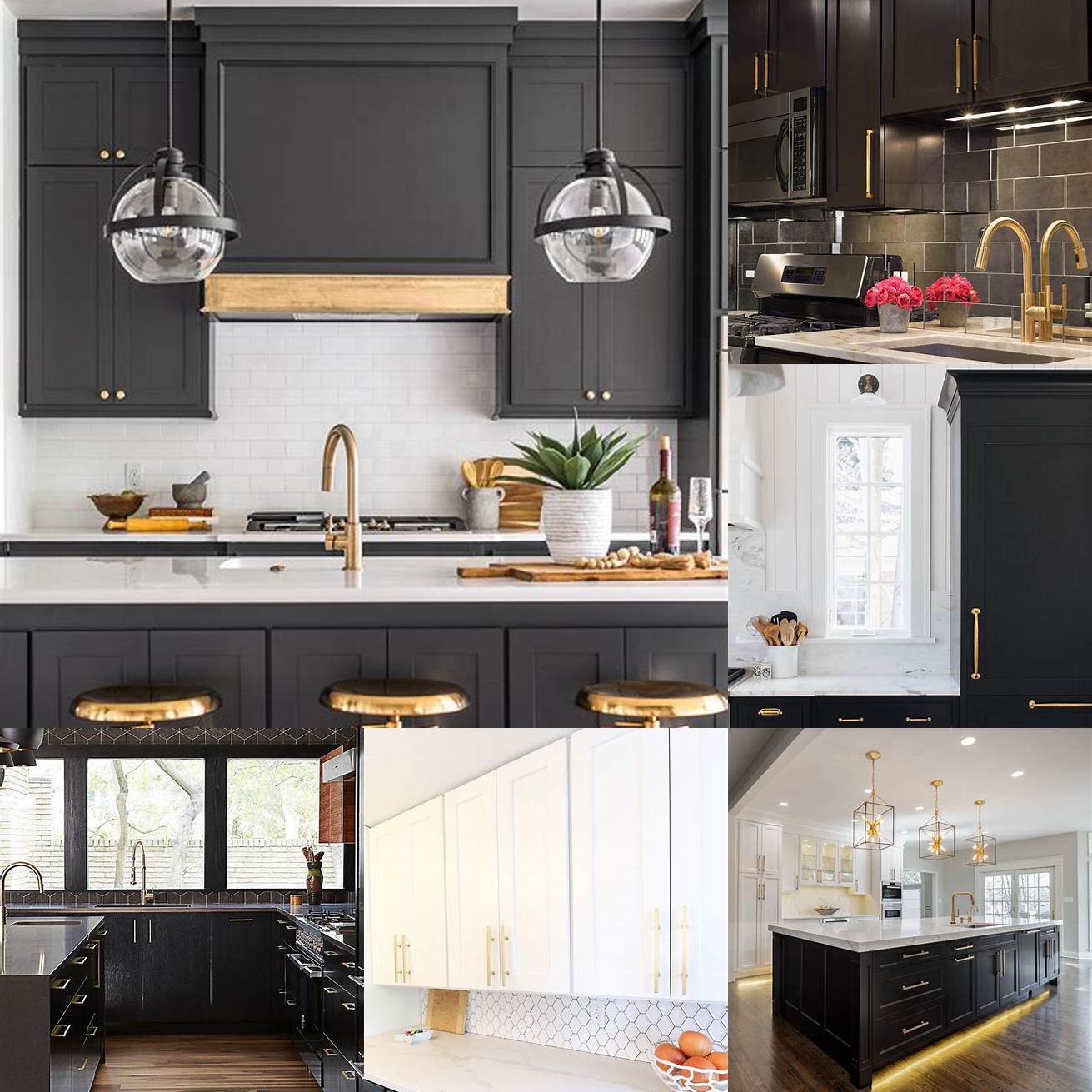 Black Cabinets with Gold Hardware