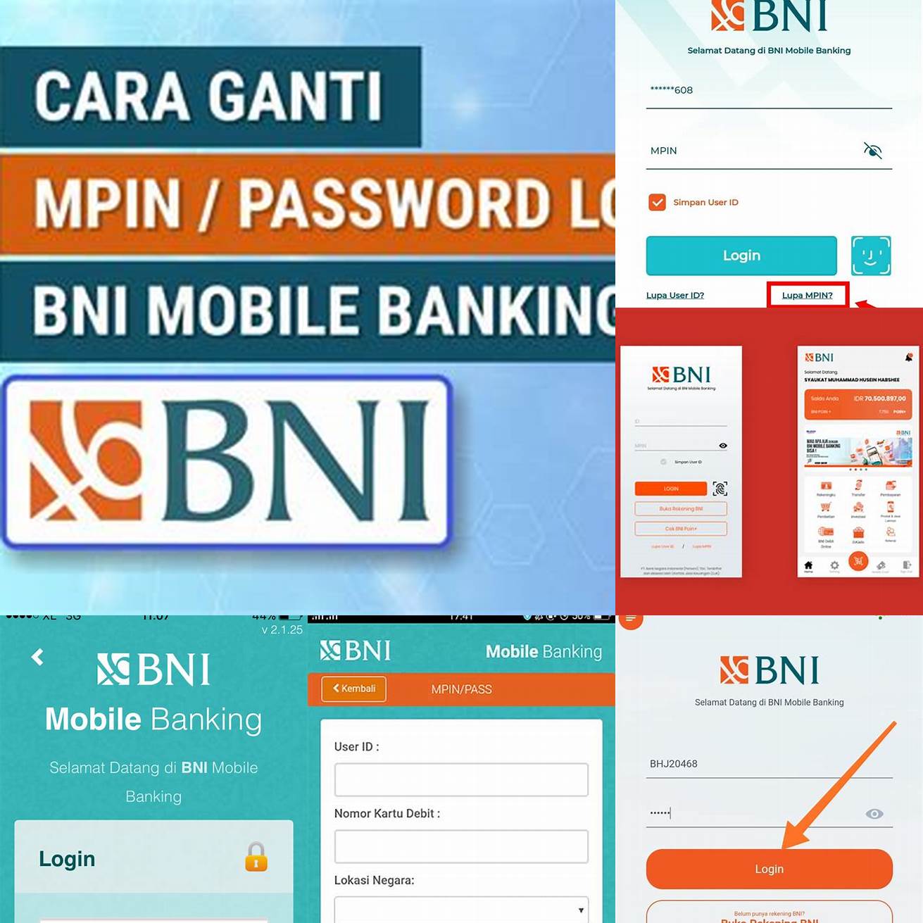 Buat username dan password yang akan digunakan untuk login BNI Mobile Banking