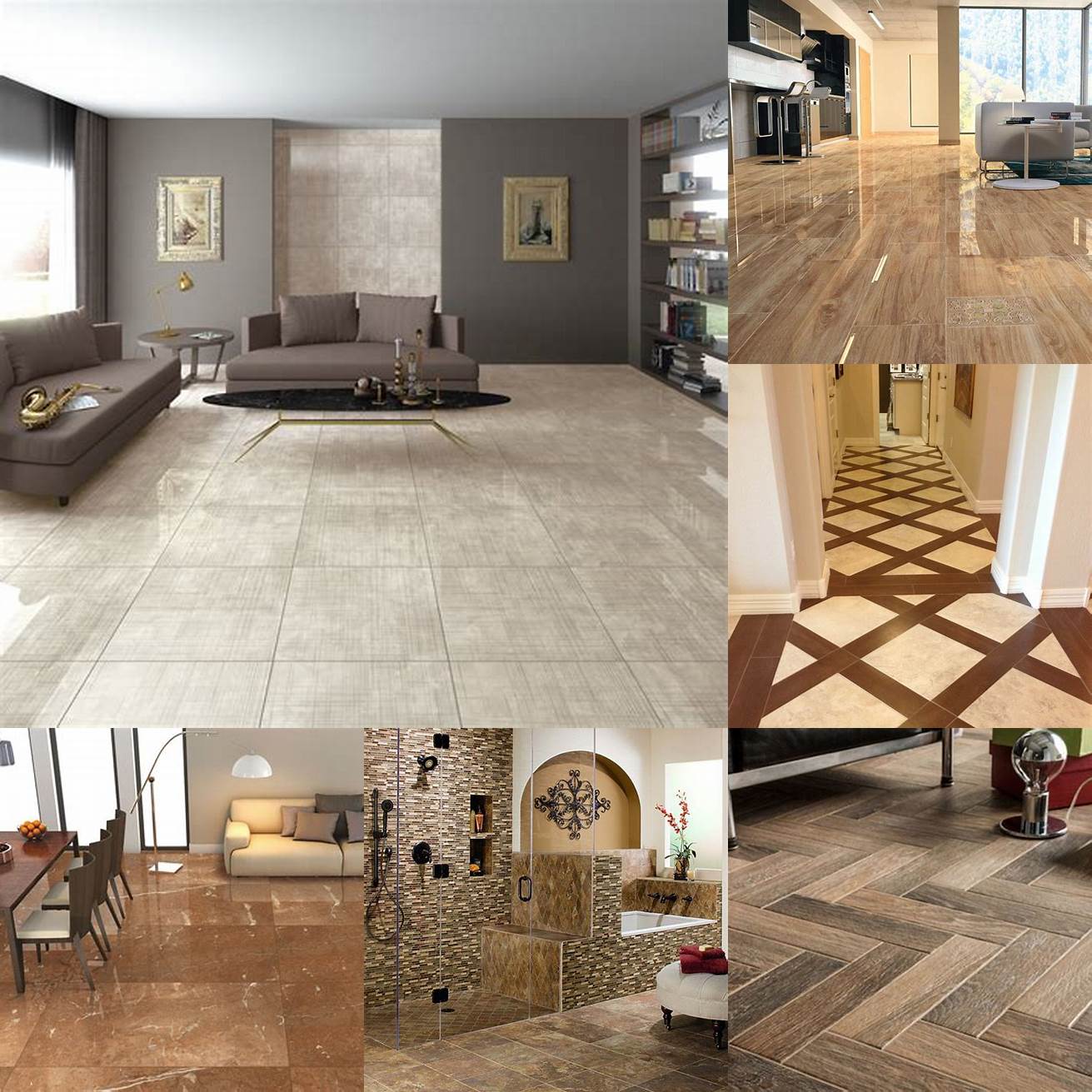 Ceramic floor tiles come in various designs and colors