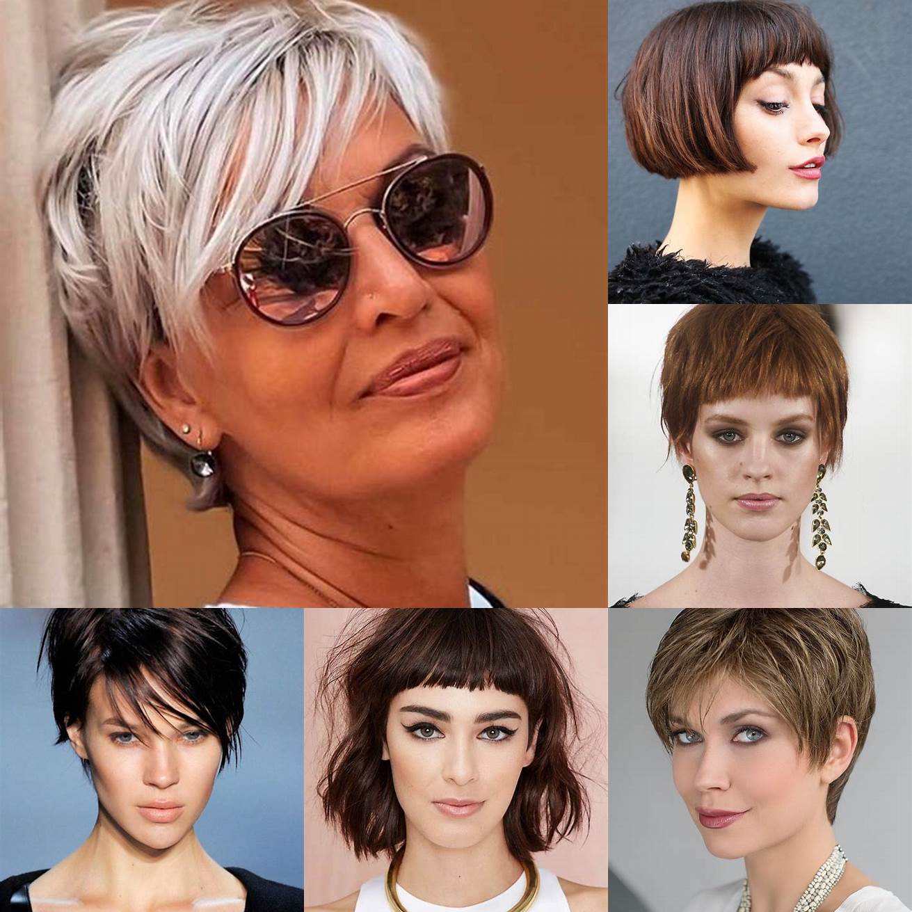 Cette coupe courte avec frange est une coiffure flatteuse pour les femmes de 50 ans La frange peut être droite ou en forme de U pour encadrer le visage