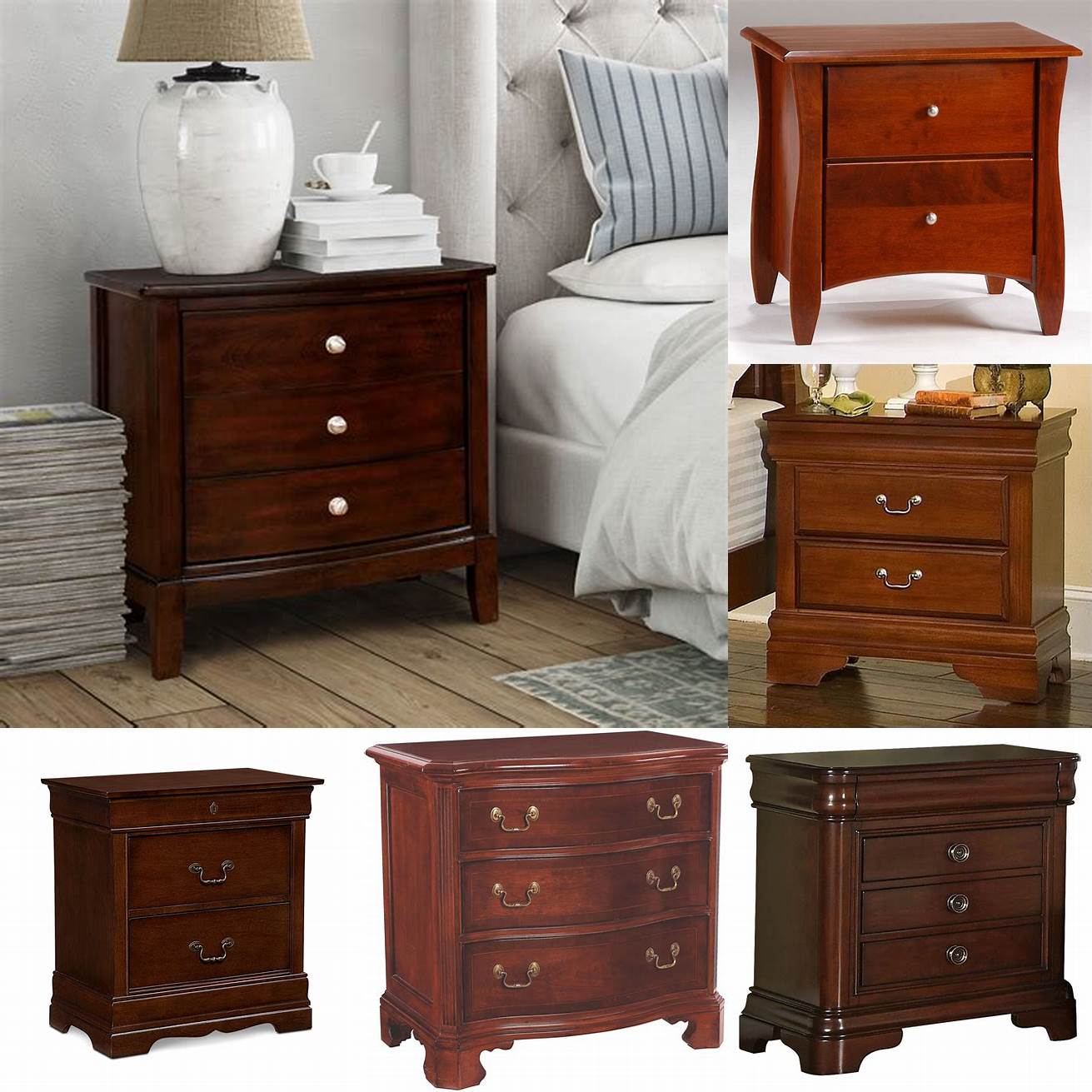 Cherry wood bed frame and nightstands