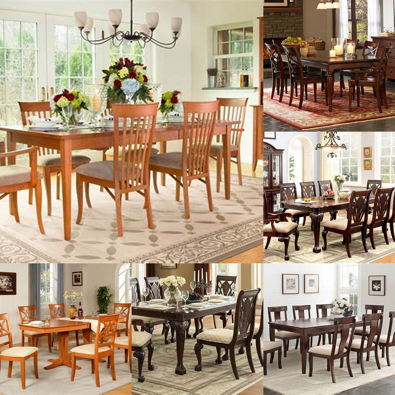 Cherry wood dining table with upholstered chairs
