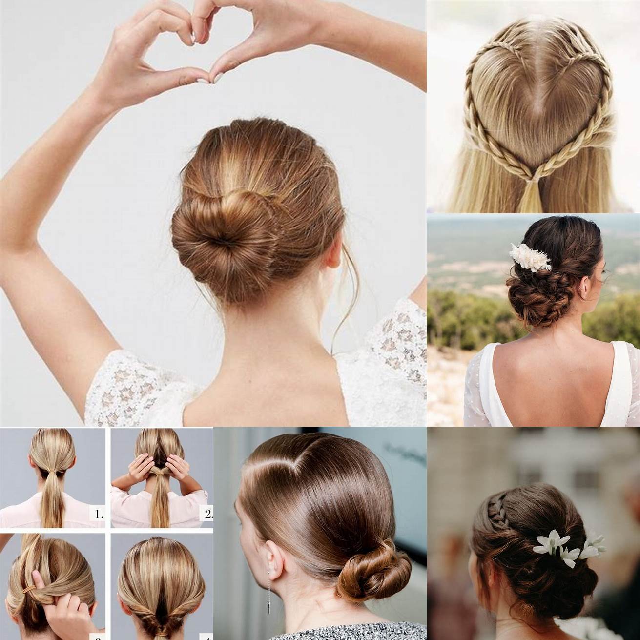 Chignon bas avec une broche en forme de cœur