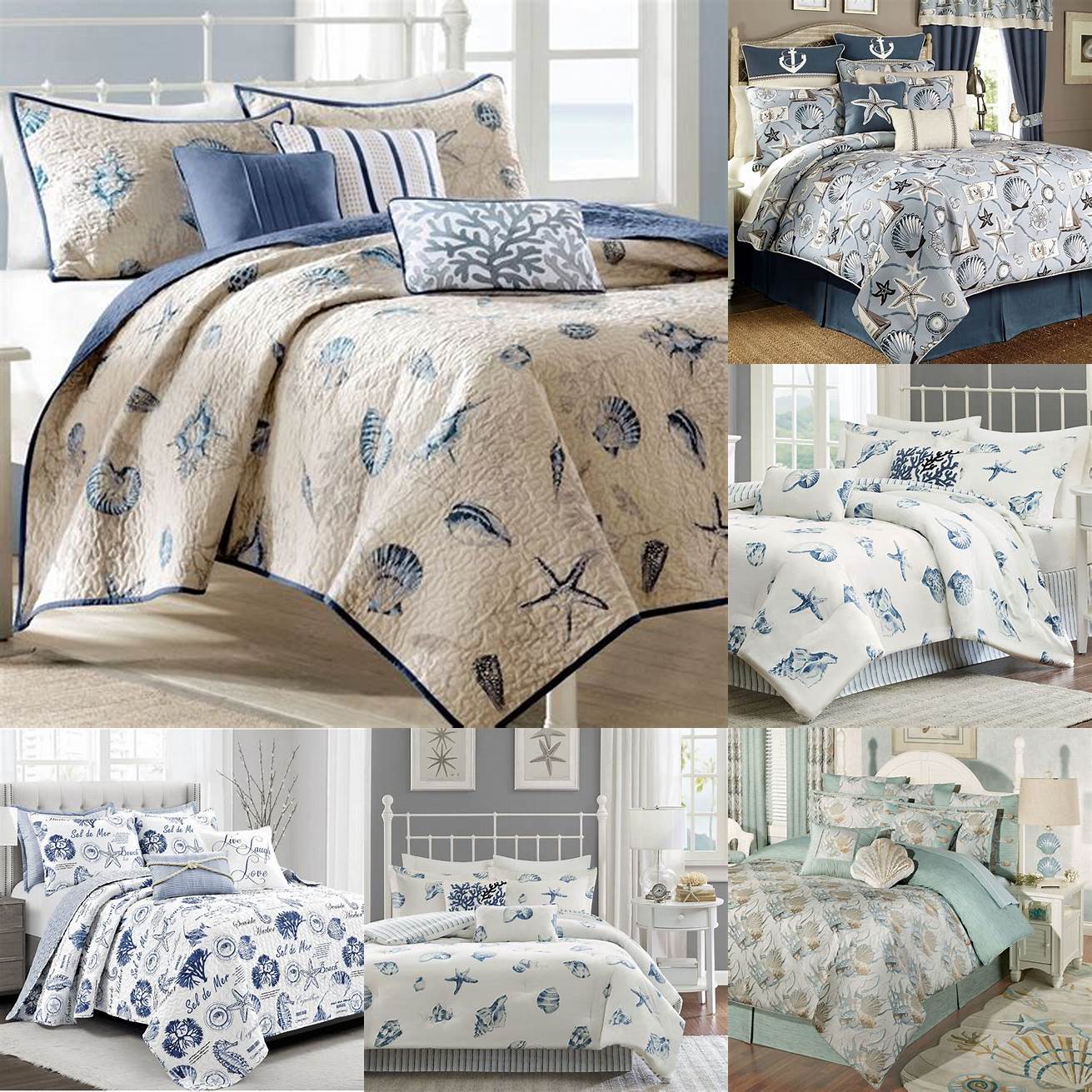 Comforter set with seashell motif