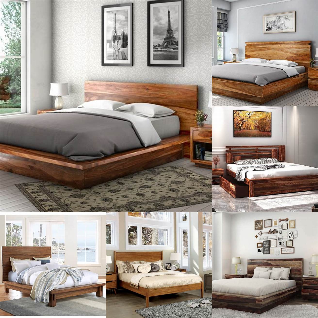 Contemporary Bed with Wooden Frame