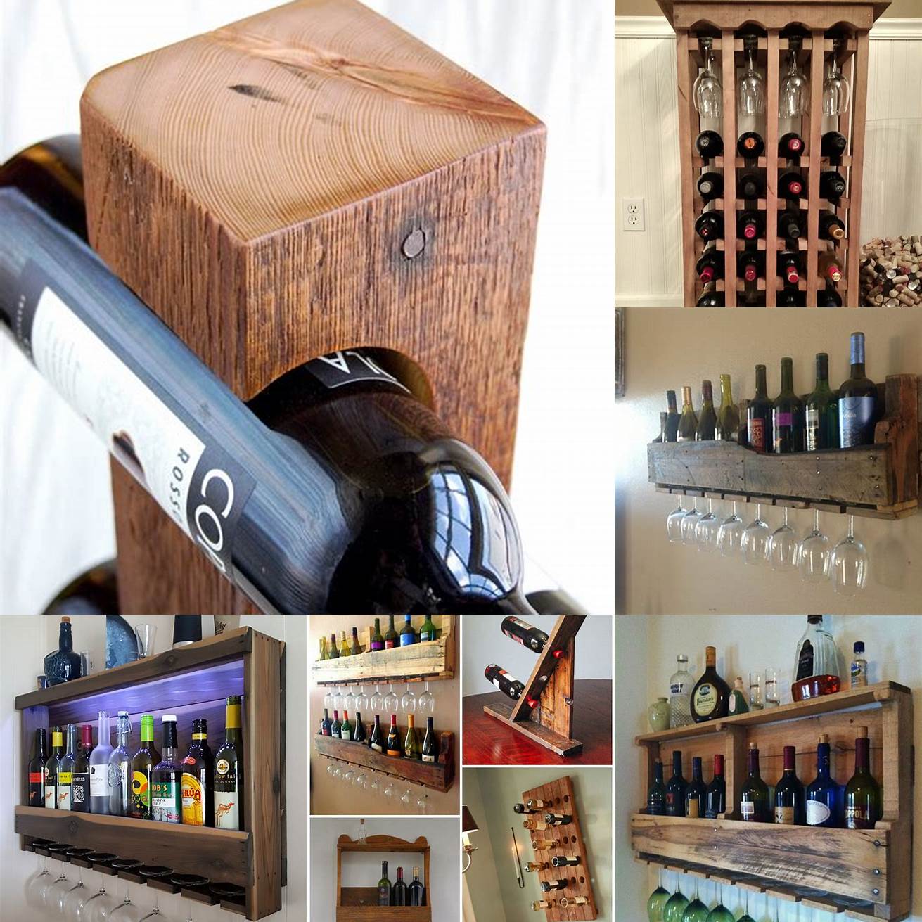 DIY wine rack made from reclaimed wood