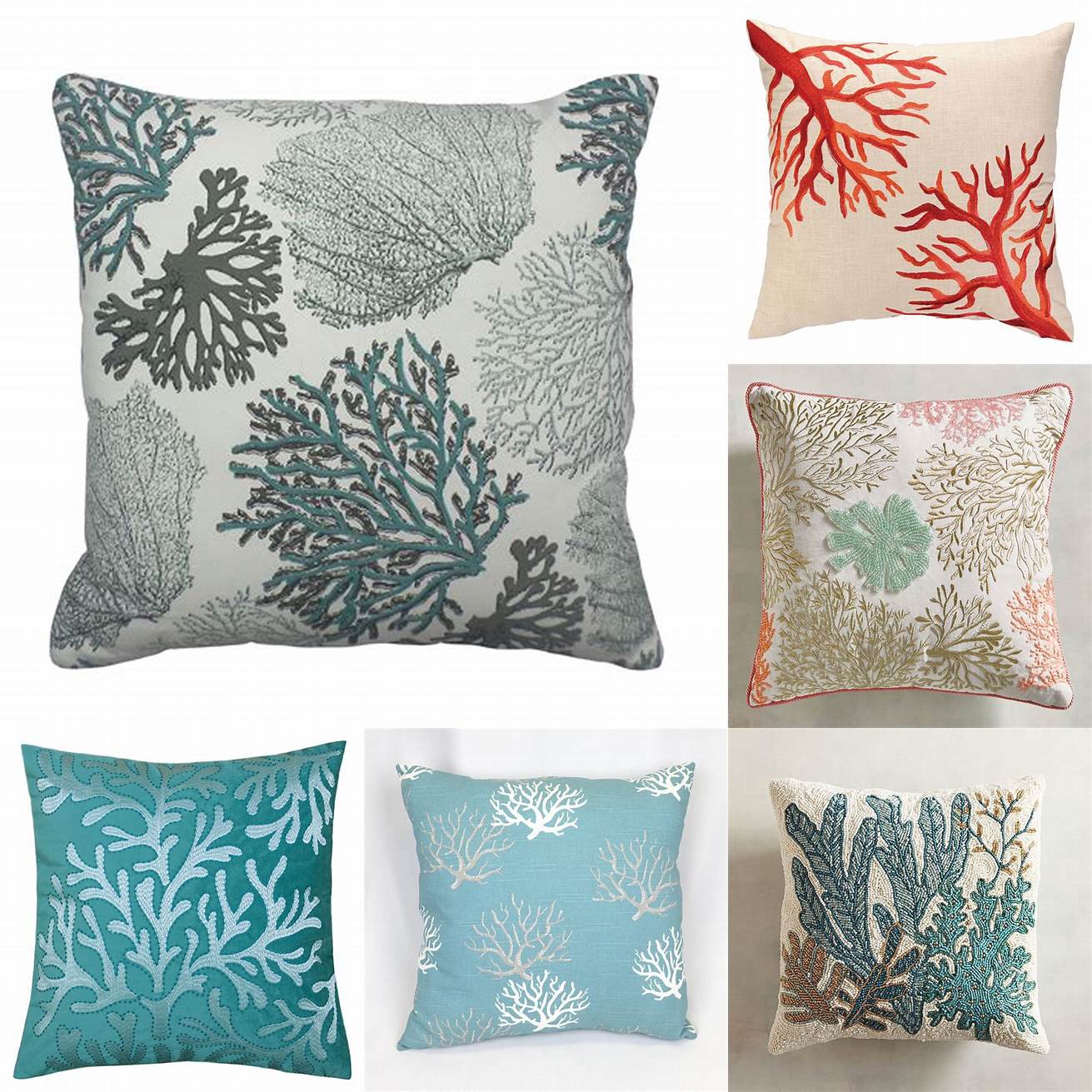 Decorative pillows with coral design