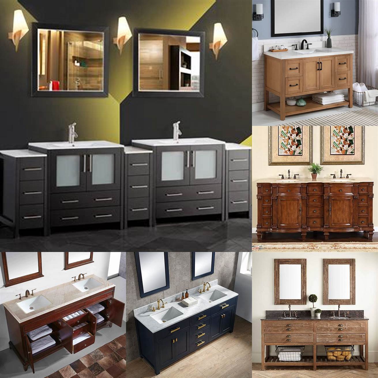 Double Vanity Cabinet with Wood Top