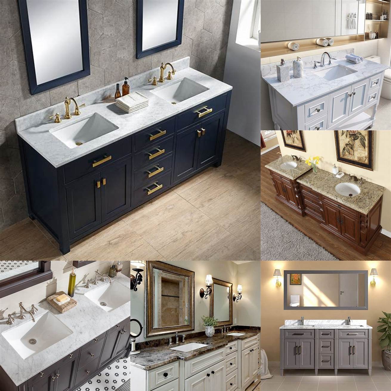 Double sink vanity with marble countertops