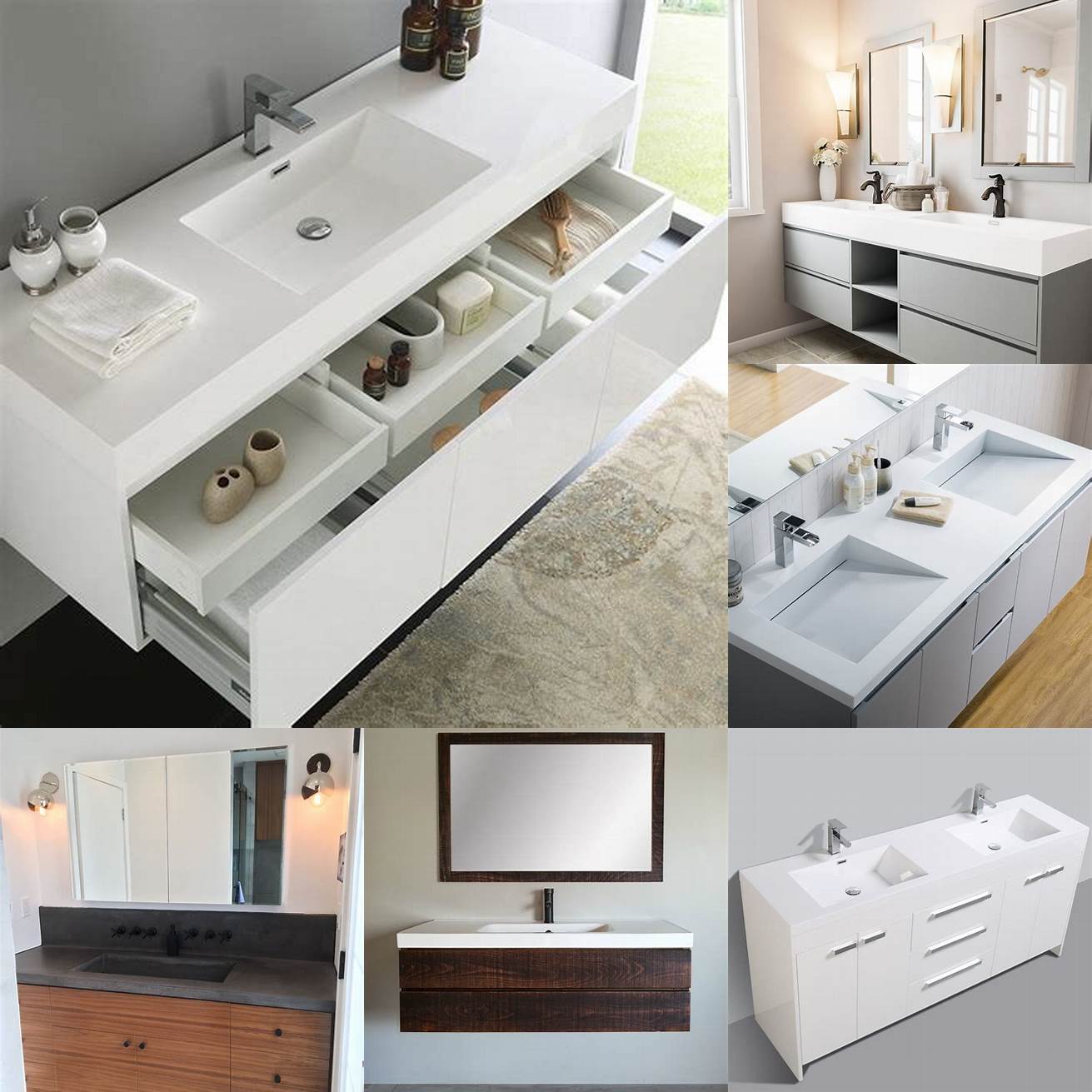 Floating vanity with integrated sink