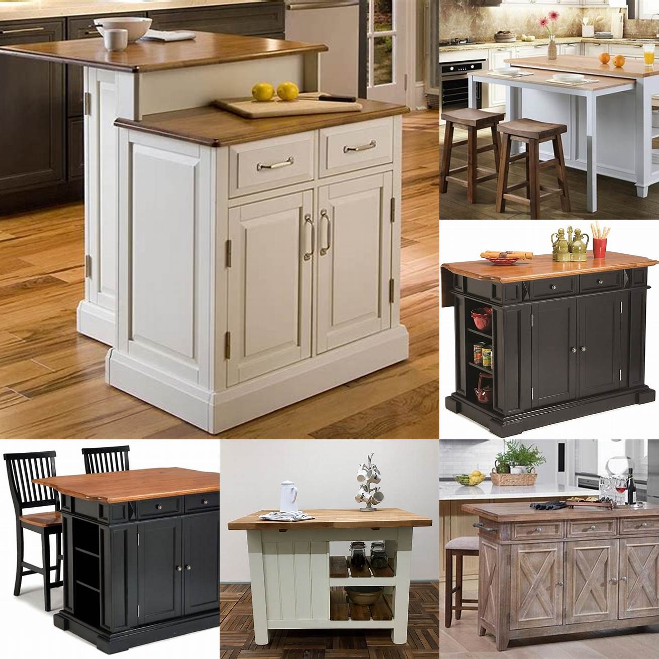 Freestanding kitchen island with storage and seating