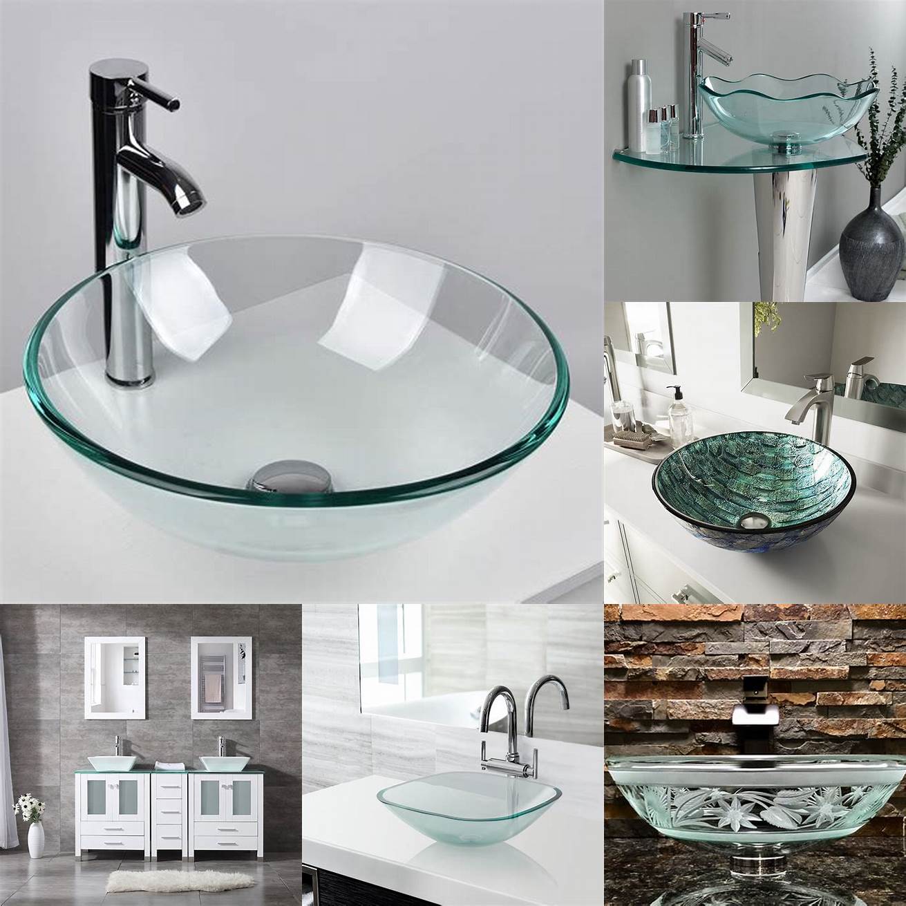 Glass Vanity with Vessel Sink