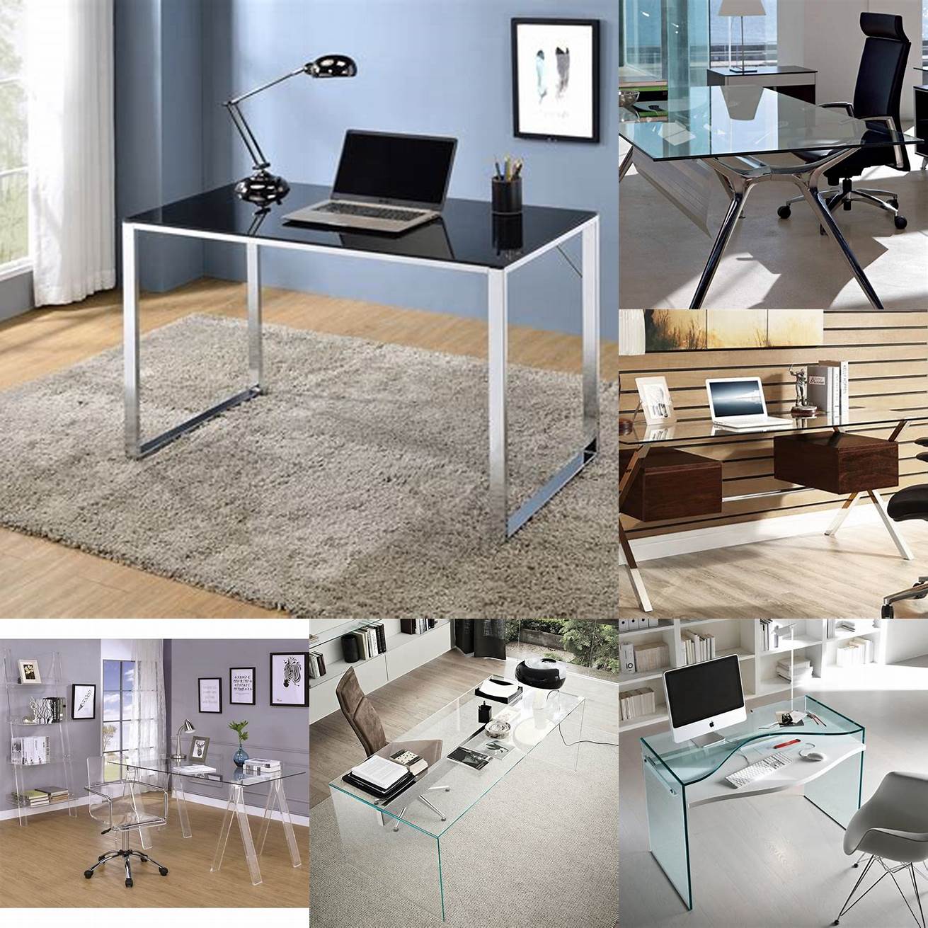 Glass-top contemporary office desk