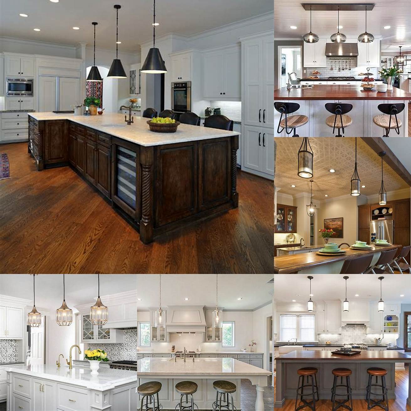 Hang two or three drum pendant lights in a row over your kitchen island